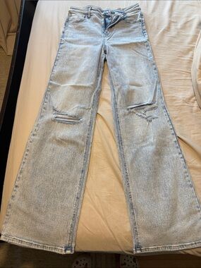 Grace and Lace Premium Denim Distressed Light Wash Wide-Leg Women’s Jeans